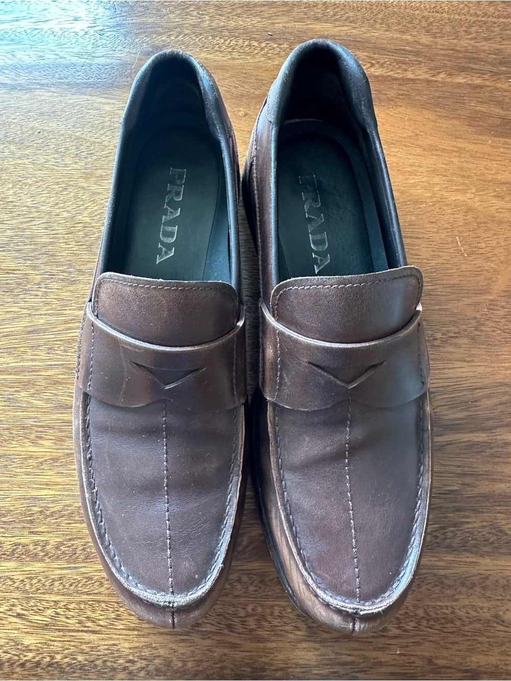 Vintage 90s Prada Driving Moccasin Penny Loafer Dress Shoes UK 7 Made In Italy